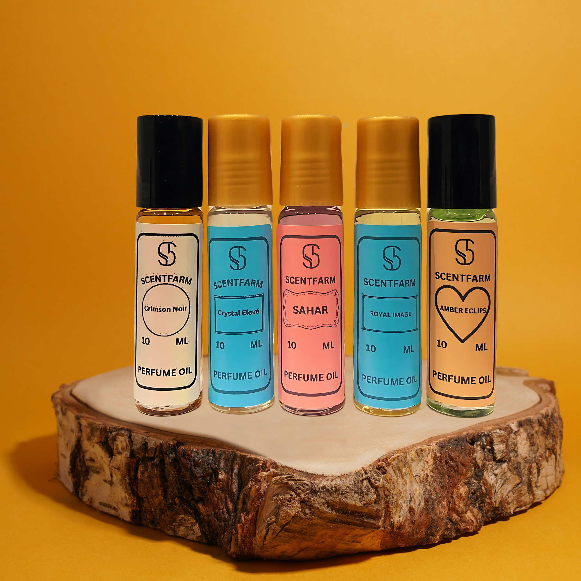 Perfume Oil 5 x10ML Set -Long Lasting, Alcohol-Free, Roll-On Fragrances for Men & Women, Concentrated Travel Size Perfume Oils, Crystal Eleve,Sahar,Amber Eclips, Crimson Noir & Royal Image