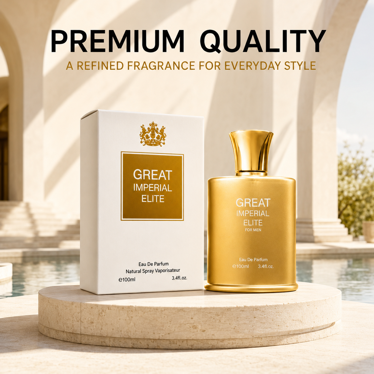 Great Imperial Elite Eau de Parfum for Men 100ml 3.4oz Fresh Marine Cologne