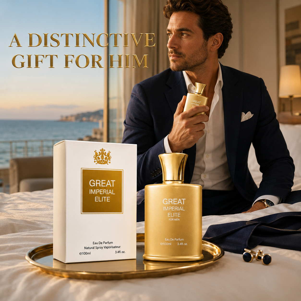Great Imperial Elite Eau de Parfum for Men 100ml 3.4oz Fresh Marine Cologne