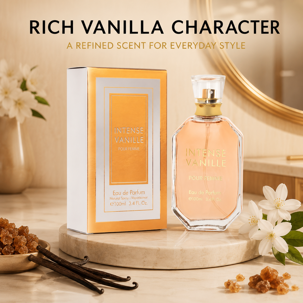Intense Vanille EDP for Women LongLasting Scent 100ml 3.4oz Warm Vanilla Perfume