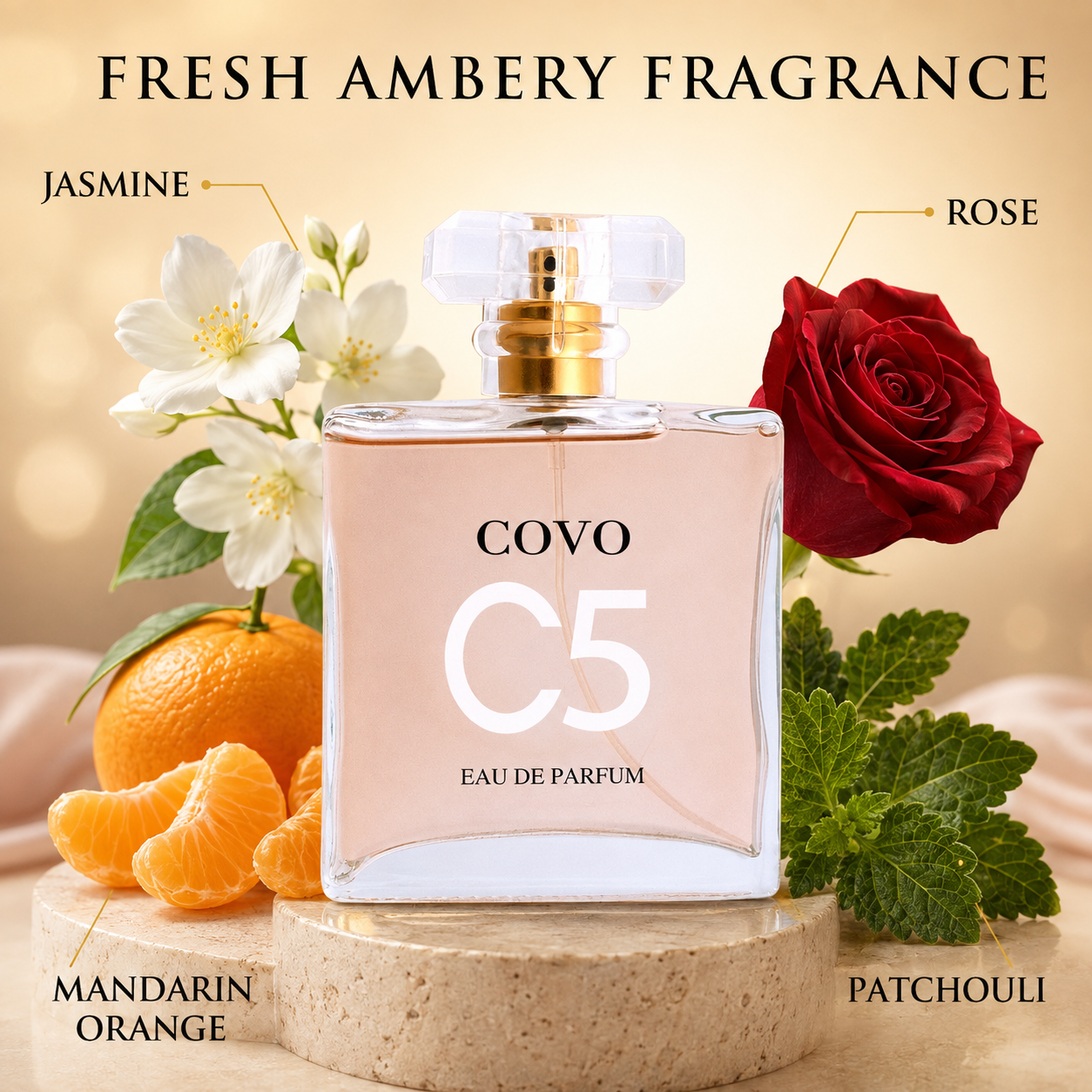 COVO C5 Eau de Parfum for Women Long Lasting Scent Floral Amber Perfume 100ML