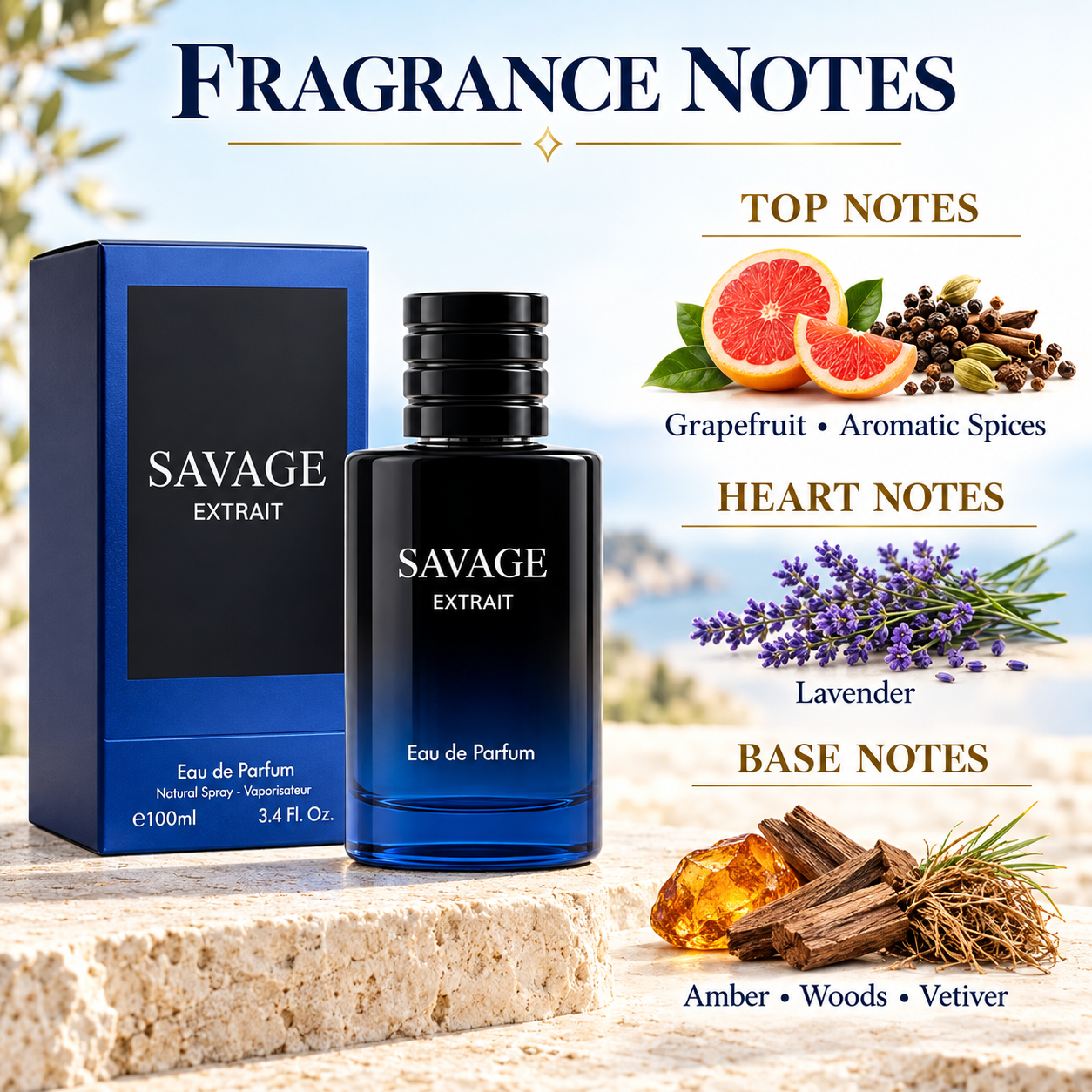 SAVAGE Extrait Eau De Parfum for Men 3.4 oz 100ml Long Lasting Cologne Spray