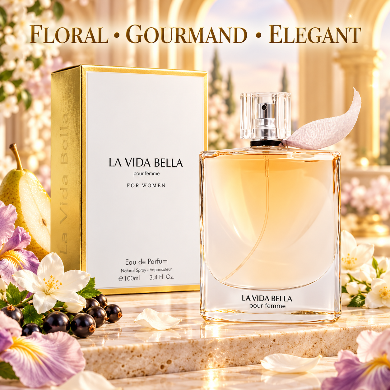 La Vida Bella Pour Femme Eau de Parfum Women 3.4 oz 100ml Floral Gourmand Perfume Spray