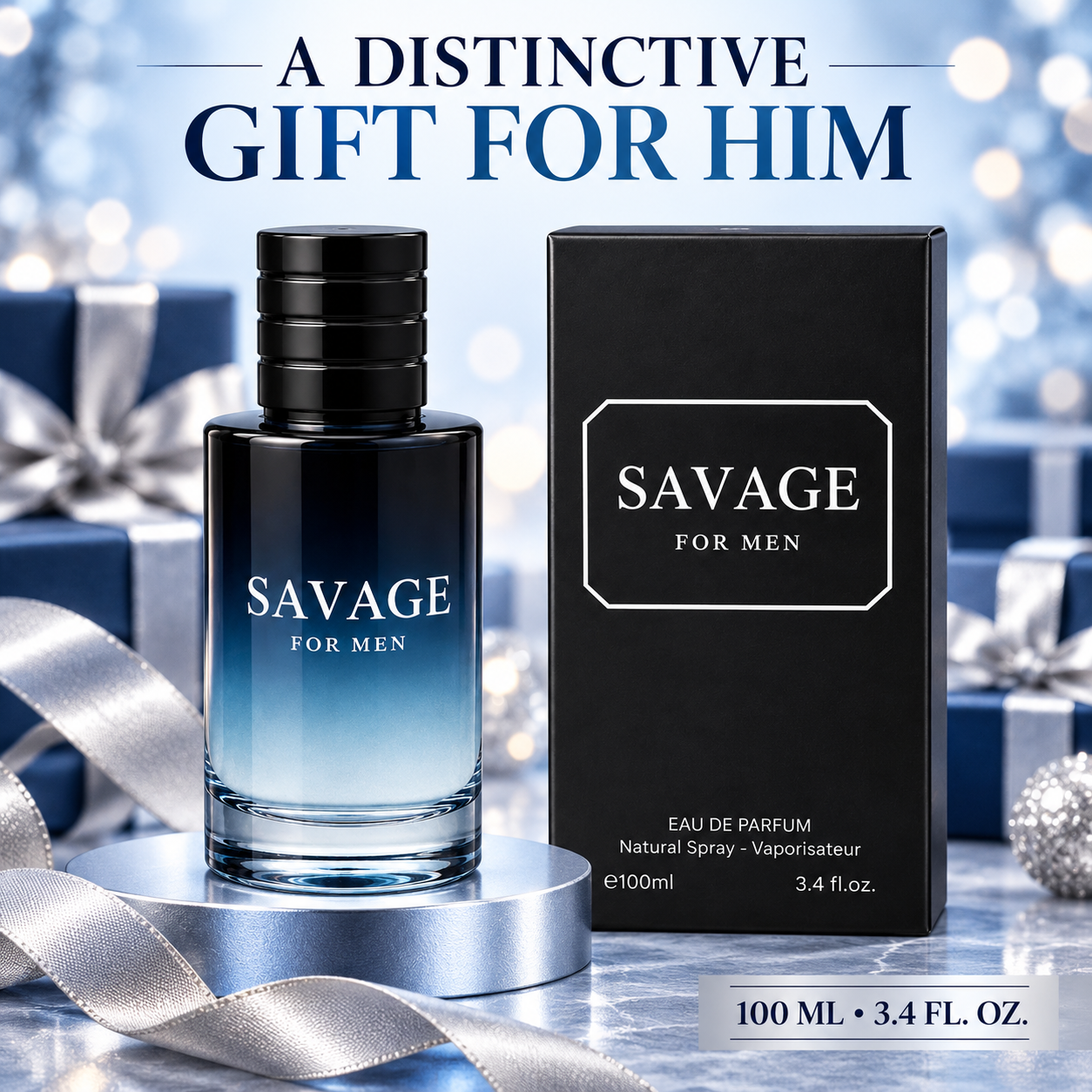 SAVAGE For Men Eau de Parfum 100ml 3.4oz Fresh Spicy Woody Cologne Spray