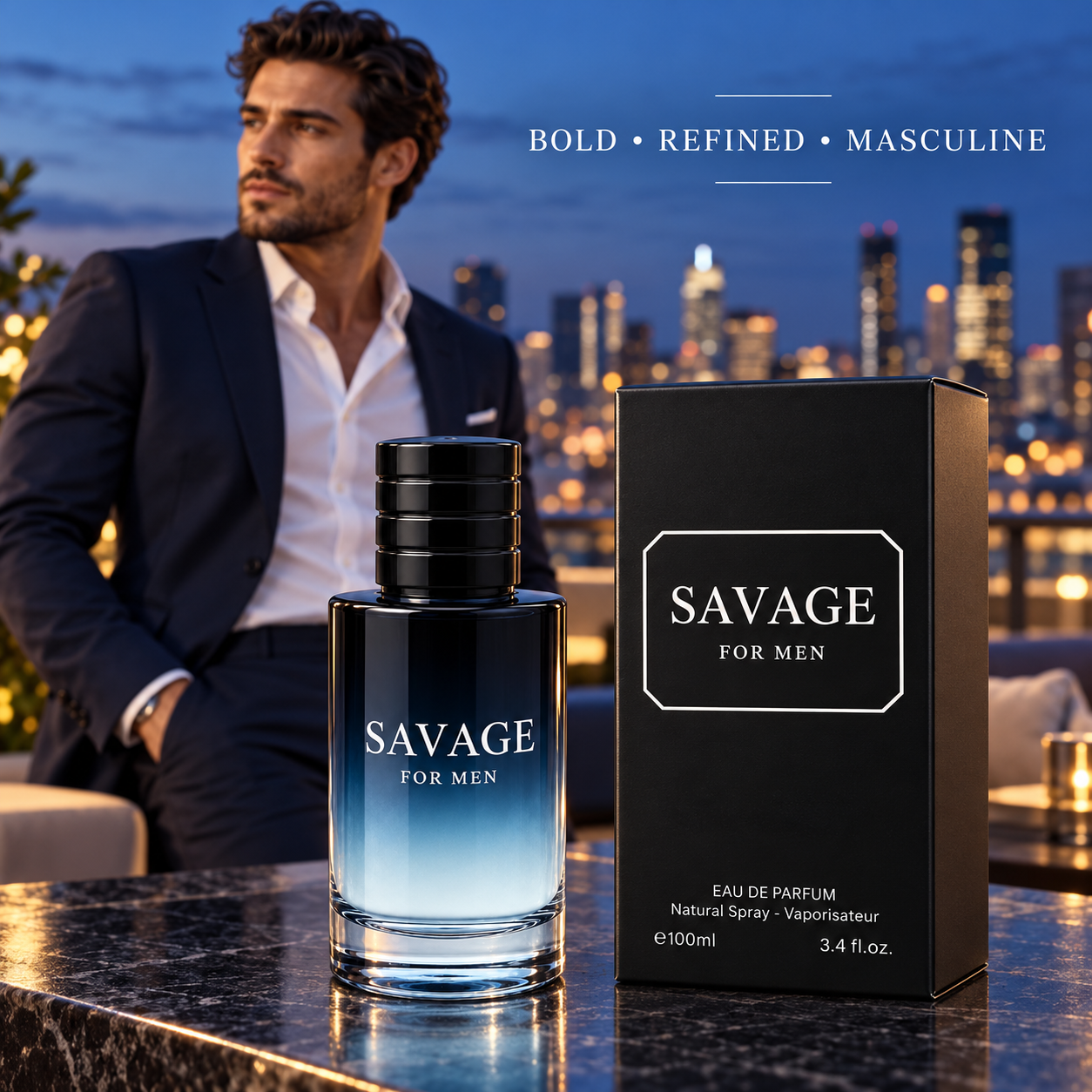 SAVAGE For Men Eau de Parfum 100ml 3.4oz Fresh Spicy Woody Cologne Spray