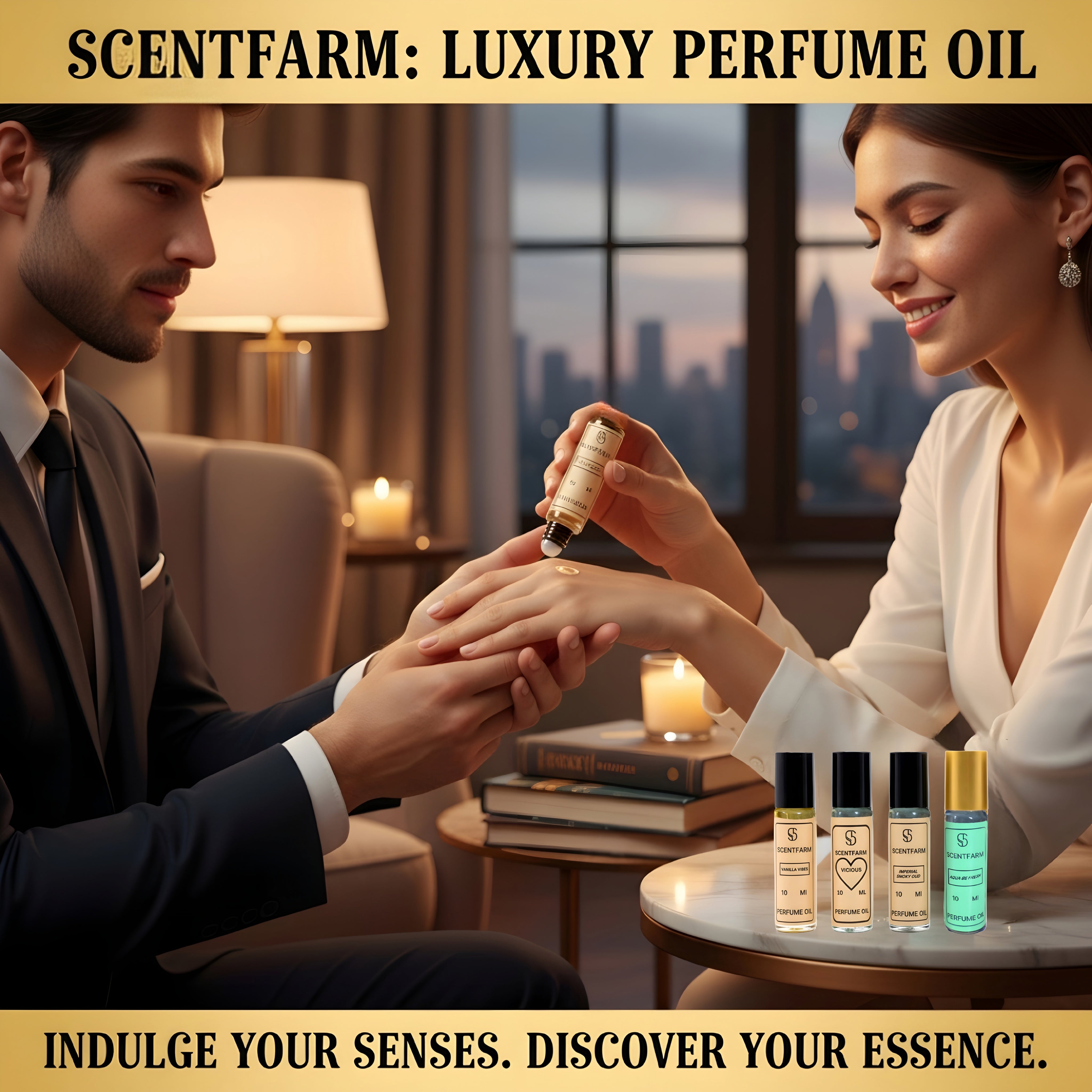 Perfume Oil 5x 10ML Roll On Cologne, Long Lasting Fragrance, Alcohol Free Scent for Men and Women, Unisex Travel Size Oils Set, (Aqua Be Fresh, Vanilla Vibes, Vicious)