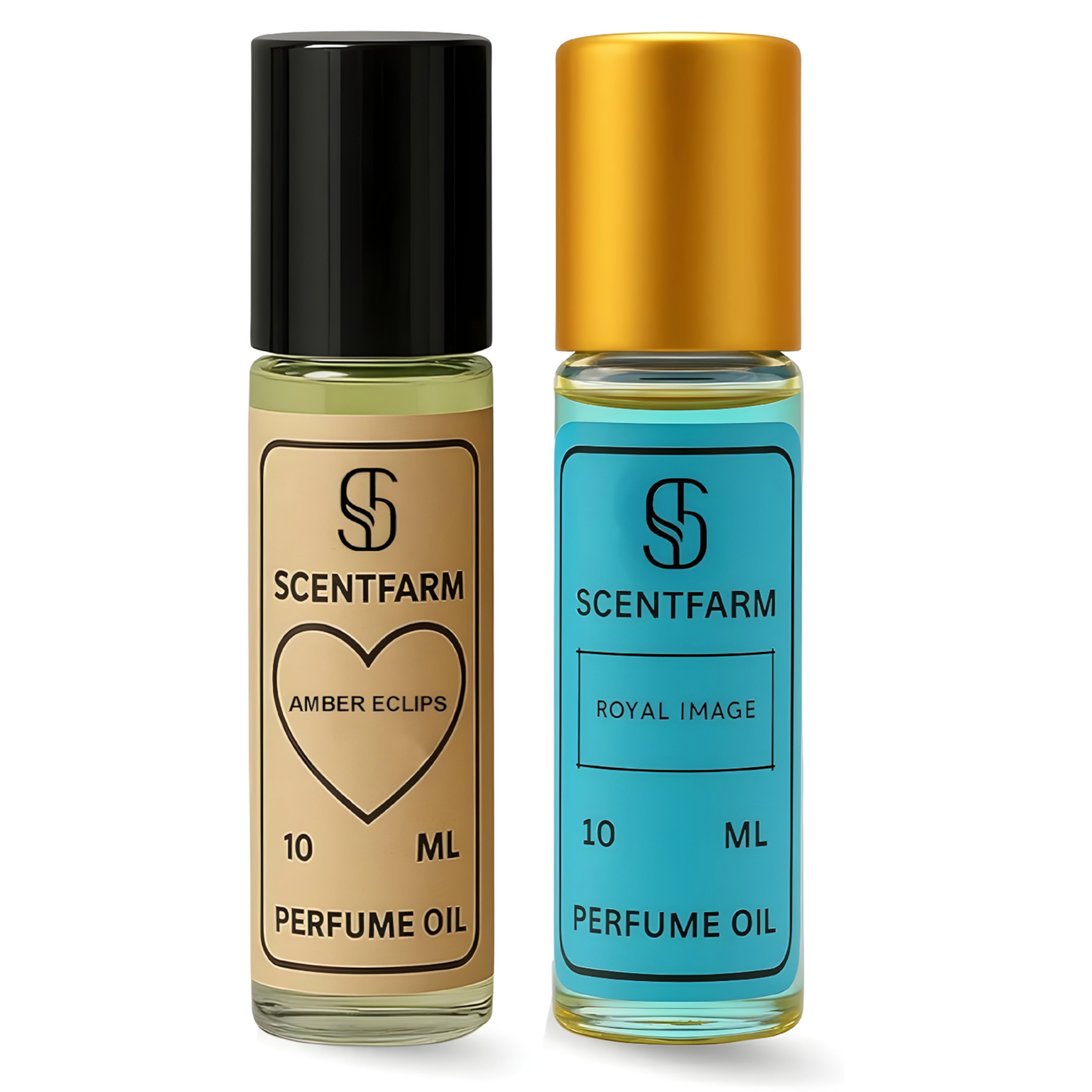 Perfume Oil Bundle of 2 x10ML, Unisex Concentrated, Long Lasting Roll-On Cologne Set | Alcohol Free Travel Size, Skin Friendly Body Fragrances, Royal Image, Amber Eclips