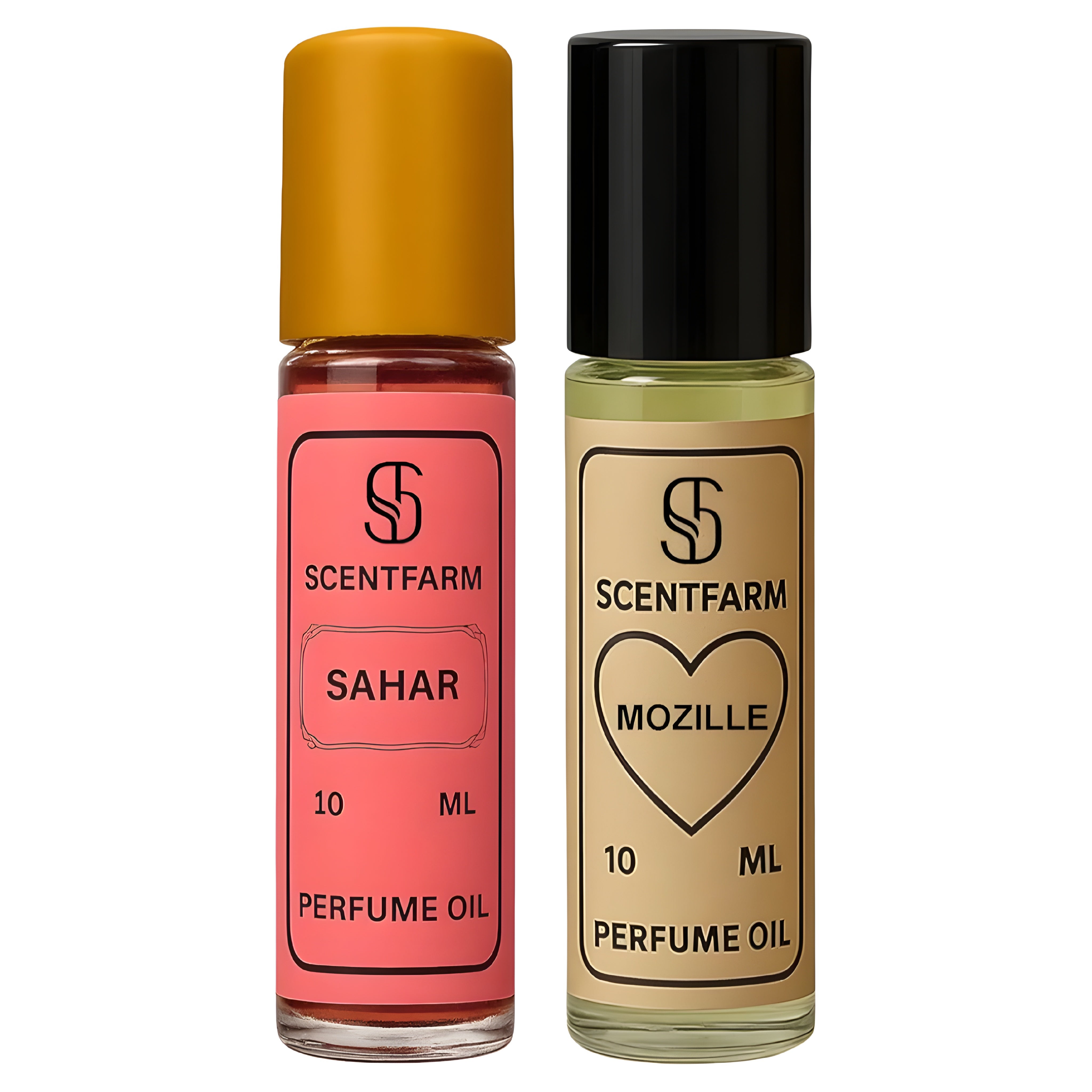Perfume oil, Bundle of 2 x10 ML Roll on Cologne Oils for Women, Long Lasting, Pheromone Fragrances, Alcohol-Free, Floral & Elegant Scents, Travel Size, Concentrated Body Oils SAHAR, MOZILLE