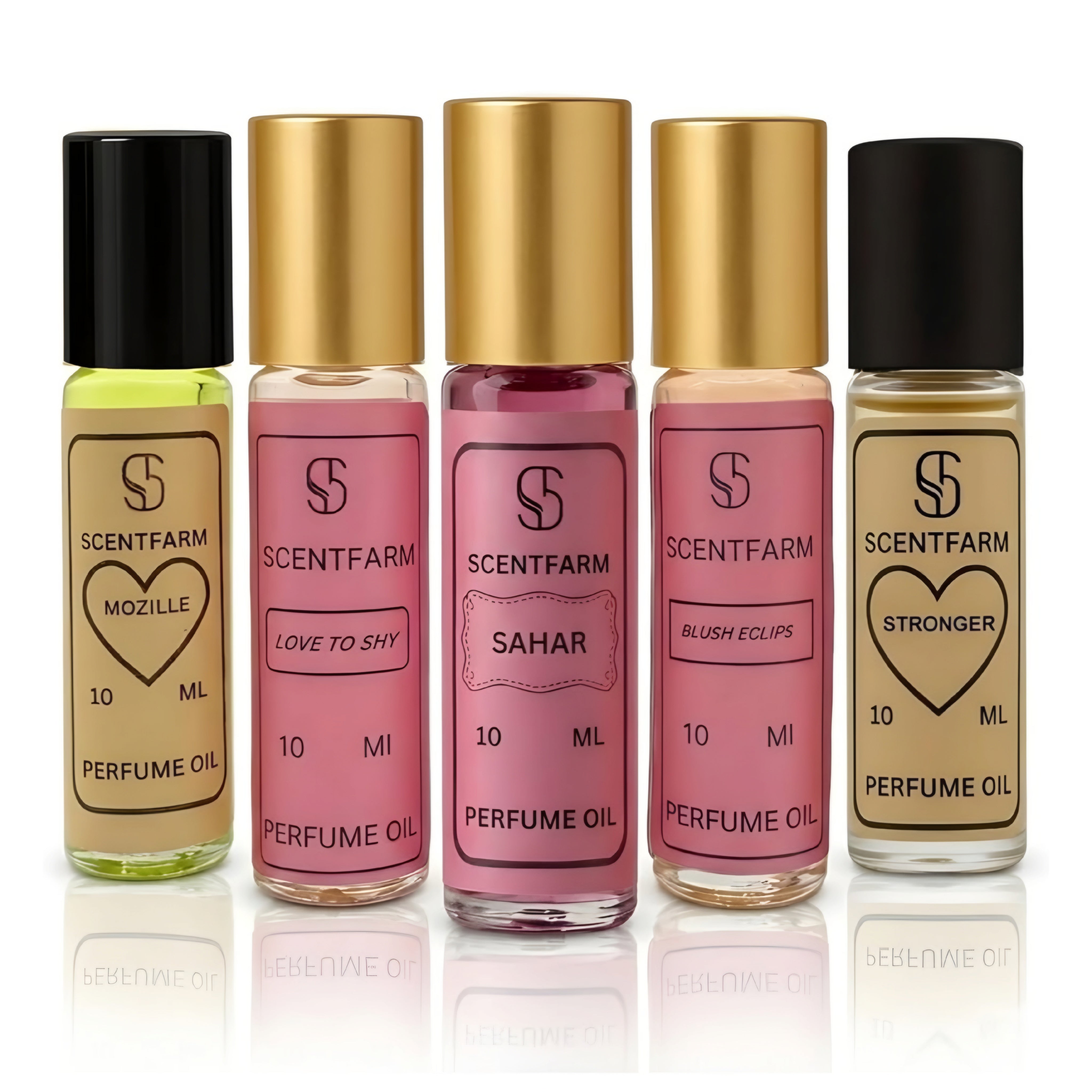 Perfume Body Oil 5x 10ML Set, Roll-On Cologne, Long Lasting, Alcohol-Free, Fragrance for Men & Women, Travel Size, Luxury Scent Blush Collection
